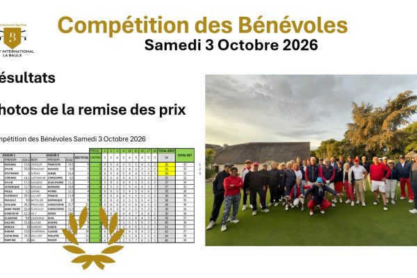 Compétition des Bénévoles - Samedi 3 Octobre 2026